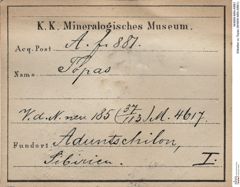 Etiketten zu Topas (NHMW-MIN-Af881)